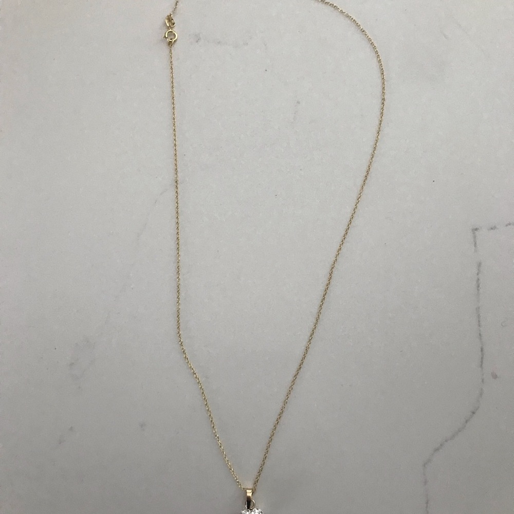 10k GOLD plated Heart Pave Necklace 925 silver - Picture 10 of 13